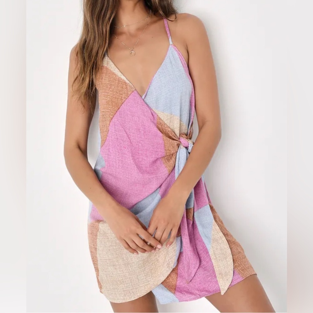 O'nNeill Marlo Beige Multi Print Wrap Dress